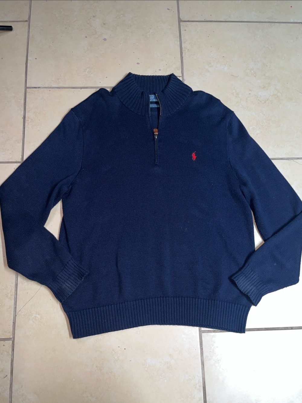 Polo by Ralph Lauren Navy Half-Zip Sweater with Red Polo Emblem